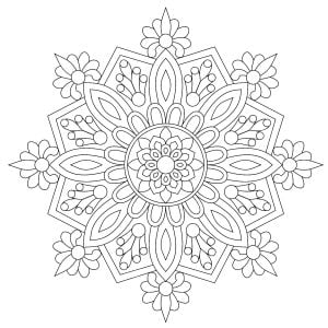 Pretty mandala, half abstract, half vegetal
